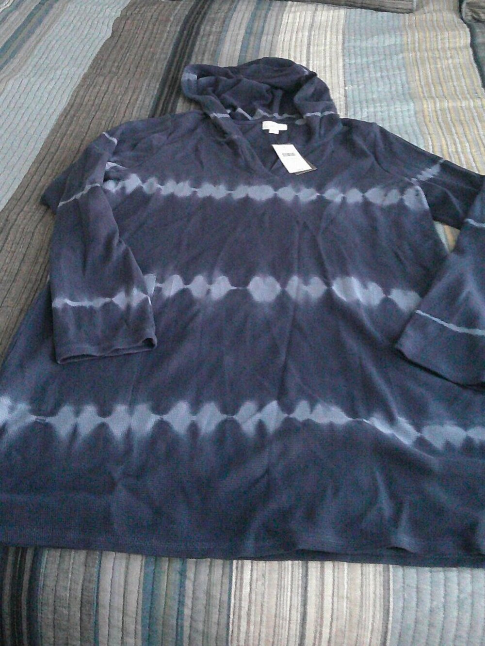 J. Jill Fit Thermal Tie-Dyed Hoodie with pockets Size L-tall NWT